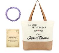 Coffret Cadeau Maitresse d'École Fin d'Année, Sac Merci Maitresse Tote Bag, Marque Page Maitresse d'École & Porte Clef Maitresse, Idée Cadeau Professeur pour Fin d'Année Scolaire, Noël (Grand-Mère)
