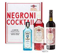 Coffret cadeau MARTINi Negroni Cocktail Gin avec Martini Riserva Speciale Rubino Vermouth 75cl/750ml, Martini Riserva Speciale Bitter 70cl/700ml, Bombay Sapphire Gin 35 l/350 l et un tumbler Martini
