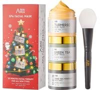 Coffret Cadeau Masque Visage Argile,Masque Visage Au Curcuma + Masque D'argile Détox Au Thé Vert + Masque De Boue Aux Minéraux De La Mer Morte