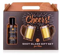 Coffret Cadeau MEN'S COLLECTION Gel Douche 140 ml avec 2 Verres à Shot et Parfum Bois de Cèdre, Idée Cadeau Masculin Élégant