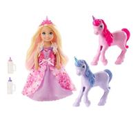 Coffret Cadeau mini-poupée Chelsea Princesse Barbie Dreamtopia - Rose - 2 bébés licornes - Accessoires