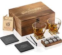 Coffret cadeau Mixology & Craft Pierres à whisky avec 11 verres en Métal, Résistant à la chaleur, Non-porous, 300 ml, Whiskey Stones Set