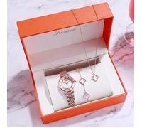 Coffret Cadeau Montre Femme Fille Ado - Montre a Quartz Analogique - Pack Parures des bijoux Chic - Collier et Bracelet - Blanc