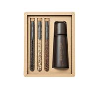 Coffret cadeau - Moulin en bois noir - Poivre de Kampot - 3 tubes de 10 g - Style scandinave moderne