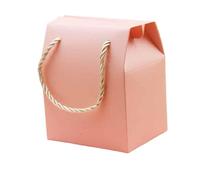 Coffret cadeau multicolore avec poignée en papier vierge for mariage, bonbons, thés, noix, biscuits, cadeaux, 8,9 x 6,7 10,5 cm, pièces pour Ranger les Boucles d'oreilles(Pink)