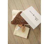 Coffret cadeau naissance cape de bain et gant de toilette personnalisable écru 70X70