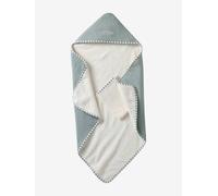 Coffret cadeau naissance cape de bain réversible personnalisable et gant vert sauge 70X70