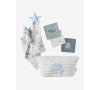 Coffret cadeau naissance SOUS L'OCÉAN bleu grisé TU