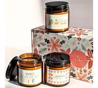 Coffret cadeau Noël - 3 bougies parfumées | Cadeau remerciement, cadeau Noël nounou, merci maîtresse, atsem, aesh, merci de m'avoir aidé à grandir, cadeau collègue| Te Whaka