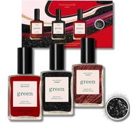 Coffret Cadeau Noël Femme 3 Vernis Green avec Paillettes Biodégradables Black Diamond, Kit Manucure Noir Marron Rouge Idée Cadeau