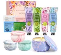 Coffret Cadeau Noël Femme丨Anniversaire,Saint-Valentin, Fête des Mères,丨4 Creme Main & 4 Bougie Parfumées &4 Patch Yeux 丨Coffret Femme Pour Maman, épouse, Grand-mère, Tante