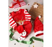 VERTBAUDET Coffret cadeau de Noël bébé dors-bien en velours + bonnet rouge brique 9M(71CM)