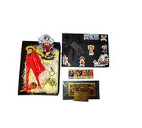 Coffret cadeau One Piece ensemble de 7pcs figurine Luffy avec porte-clé chapeau de paille et cartes LOMO