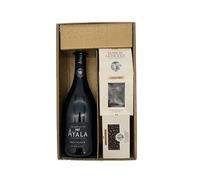 Coffret Cadeau Or - Champagne Ayala -1 Brut - Cacaotines (1x150g) et Raisins au sauternes (1x100g) MAISON GUINGUET