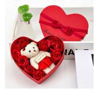 Coffret Cadeau Ours Rose Éternelle - 10pcs roses rouges - Poupée ours - Saint Valentin, Noël, cadeaux d'anniversaire