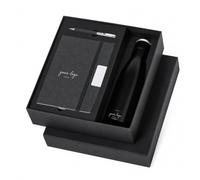 Coffret cadeau personnalisé avec bouteille en acier inoxydable recy arnet RPET et stylo - Ensemble de bureau écologique de qualité supérieure avec coffret cadeau