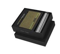 Coffret cadeau personnalisé de qualité supérieure avec bouteille sous vide en acier inoxydable, carnet et stylo - Coffret cadeau professionnel respectueux de l'environnement - Bouteille isotherme de