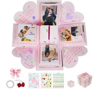Coffret cadeau photo - Cadeaux de scrapbooking - Rose - 7x7x7 cm - Mixte - Saint-Valentin Anniversaire Mariage