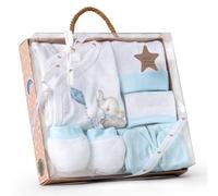 Coffret cadeau pour bébé: ensemble 5 pièces, modèle Éléphant, bleu