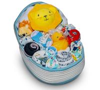 Coffret cadeau pour bébé garçon avec 17 pièces essentiels uniques pour les futures mamans et les nouveaux parents, bleu Nikki's Gift Baskets