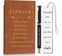 Coffret Cadeau Pour Enseignant Carnet En Cuir Marron Stylo À Bille Avec Gravure Et Merci Les Signets Cadeaux D'adieu Pour Enseignants Éducateurs Et Professeurs