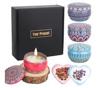 Coffret cadeau pour femme - Bougie en cire de soja naturelle - Petites bougies parfumées - Bougies décoratives - Bougies de voyage portables - 2 boules de bain + 4 bougies parfumées aromatiques + 2