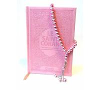Coffret Cadeau pour femme - Pack Saint Coran (français-arabe-phonétique) et Chapelet "Sebha" de luxe rose pale assortis