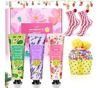 Coffret Cadeau pour Femmes,Crème Mains Réparatrices 3 x 30ml et 2 paires de chaussettes Coffret Cadeau de Noël pour petite amie, maman, anniversaire, anniversaire, Saint-Valentin