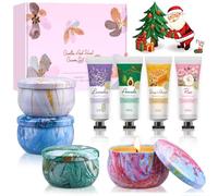 Coffret Cadeau pour Femmes et Hommes - Bougies Parfumées 4 x 90g | Crème pour Les Mains 4 x 30g - Idée Cadeau de Noël pour Collègues, Mama, Petite Amie, Famille