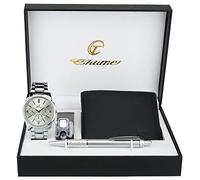 Coffret Cadeau pour Homme - Portefeuille - Outil Multifonction LED - Stylo à Bille, argenté