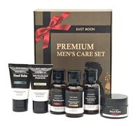 Coffret Cadeau pour Homme, Soins Visage pour Homme, Coffret Kit Soin Barbe Hommes, avec 2 gels douche, gel douche moussant, crème mains, shampoing barbe, baume barbe, Cadeau Noel Homme, Cadeau Papa