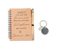 Coffret cadeau pour le départ d'un collègue : carnet avec trèfle + stylo à bille en bois, porte-clés ， cadeau bien pensé pour le départ à la retraite d'un mari ou d'une femme