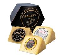 Coffret Cadeau Premium Fromage Manchego Espagnol | Fromage de brebis | Plateau de Fromages | 3 variétés: affinés, semi-affinés et fumés | Assortiment à offrir "Pack Be Cheese 750 g" | Coffret Gourmet