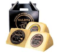 Coffret Cadeau Premium Fromage Manchego Espagnol | Fromage de brebis | Plateau de Fromages | 3 variétés: semi-affiné, affiné et cuit | "Pack Traditionnel 1 Kg"