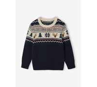 Coffret cadeau pull noël et chaussettes garçon marine 10A