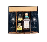Coffret cadeau - Rhum - Baie des trésors Fruits des pluies - 2 Verres à Rhums CHEF & SOMMELIER - Amandes enrobées et calissons LE PETIT DUC