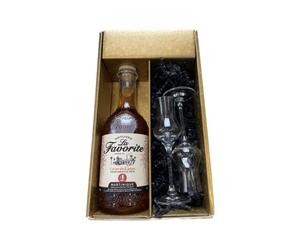 Coffret cadeau - Rhum - Or - Favorite Cœur de Canne vieux 4 ans - 2 Verres à Rhum CHEF & SOMMELIER