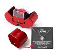Coffret Cadeau Rose éTernelle Avec Collier TrèFle à Quatre Feuilles Et Carte De VœUx, Coffret Cadeau Pour Femme Adapté Pour La Saint-Valentin, La FêTe Des MèRes, Votre éPouse, Votre Grand-Mère (A)