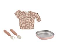 Coffret cadeau set repas couverts et bavoir Savannah Bloom