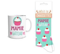 Coffret cadeau - STC - Mamie - Mug avec texte - Chaussettes - Rose