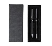 Coffret cadeau stylo bille et roller de luxe personnalisé - Noir mat Métal Executive Writing Set