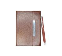 Coffret cadeau stylo pour homme et femme, stylo personnalisé 2 en 1 avec carnet de notes A5, cadeau d'entreprise personnalisé pour employé (marron)