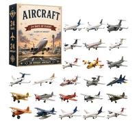 Coffret cadeau surprise de Noël 24 jours sur le thème des avions 2026 | Matériau acrylique lisse et léger avec des motifs d'avion délicats, chaque ornement est livré avec un cordon