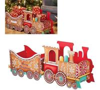 Coffret cadeau Train de Noël, Train du Père Noël en carton pour cadeaux, Porte-bonbons et décorations style pain d'épice, Décoration de sapin en forme de train à placer sous (Gingerbread-small)