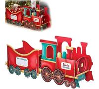 Coffret cadeau Train de Noël, Train du Père Noël en carton pour cadeaux, Porte-bonbons et décorations style pain d'épice, Décoration de sapin en forme de train à placer sous (Santa)