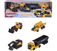 Coffret cadeau véhicules de chantier - SWAPY - Échelle 1:64 - Métal - Jaune - 4 modèles - Pelleteuse - Chargeuse