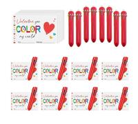 Coffret Cadeaux Pour La Saint-valentin : Stylo à Bille Multicolore Et Cartes En Forme, Stylos Magiques 10 1 Avec D'adorables De Jeux Mots, 4 Designs Super Mignons Des Mots Sincères(SetC*8)