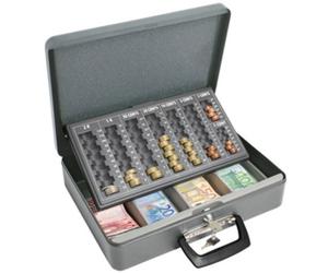 Coffret-caisse à monnaie Maxi, en tôle d'acier, gris