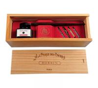 Coffret - Calligraphie - Plumier En Bois - Encre De Chine - Herbin - La Perle Des Encres