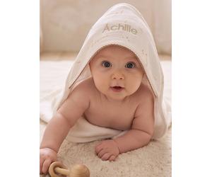 Coffret cape de bain et lange écru 70X70
